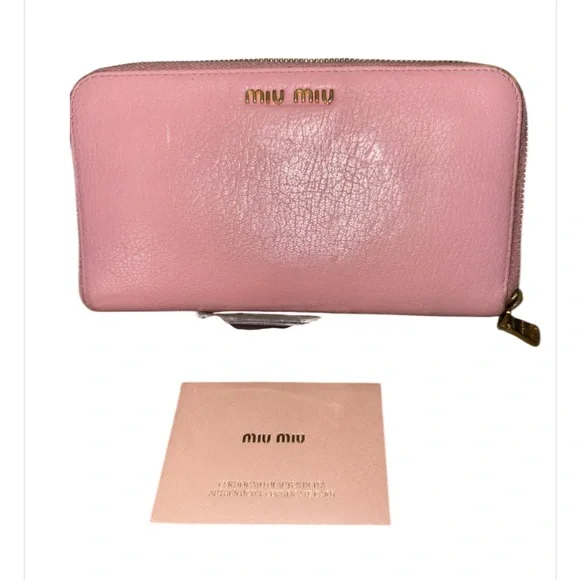 Auth Miu Miu Pink Leather Wallet with miu miu box CLEAN!! AND COA - Picture 2 of 10